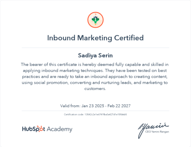 INBOUND MARKETING CERTIFICATE